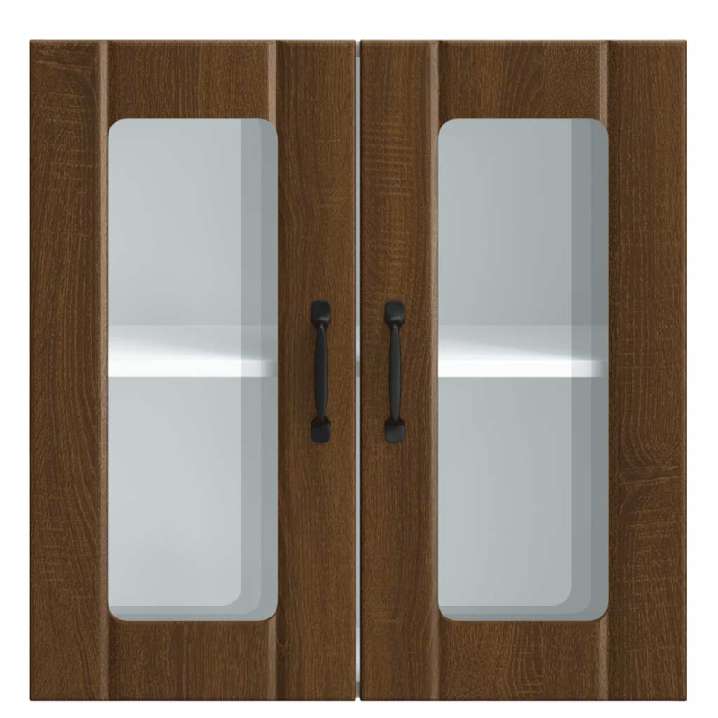 Küchen-Hängeschrank mit Glastür Lucca Braun Eichen-Optik