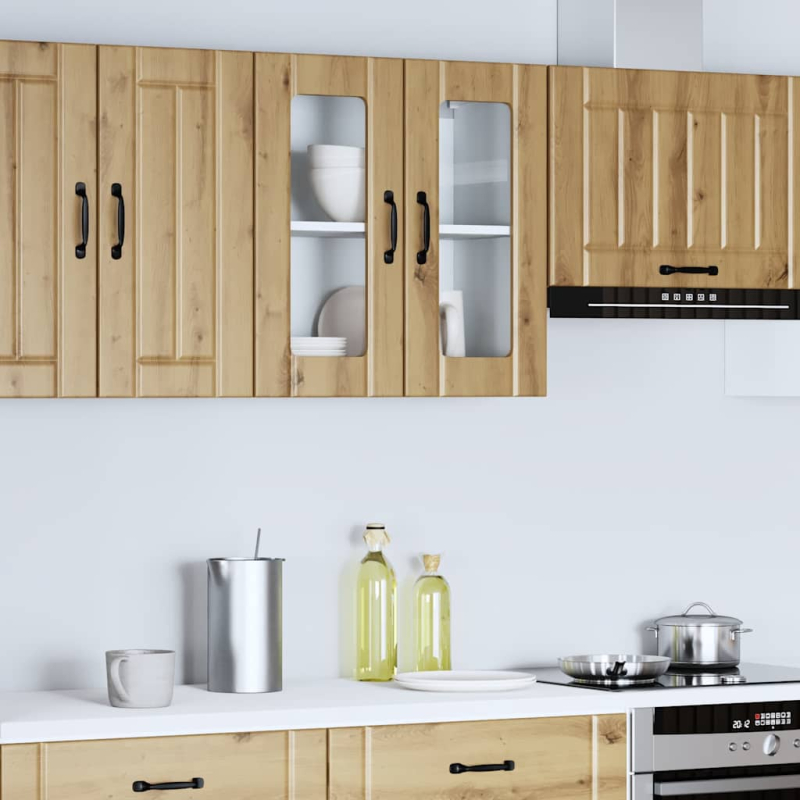 Küchen-Hängeschrank mit Glastür Lucca Artisan-Eiche Holzwerkstoff