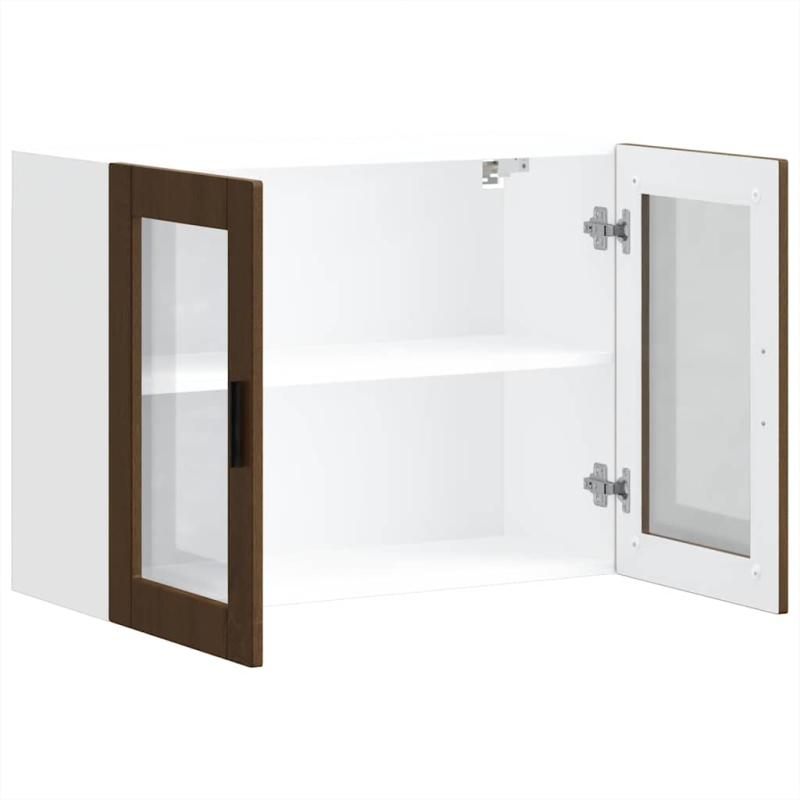Küchen-Hängeschrank mit Glastür Porto Braun Eichen-Optik