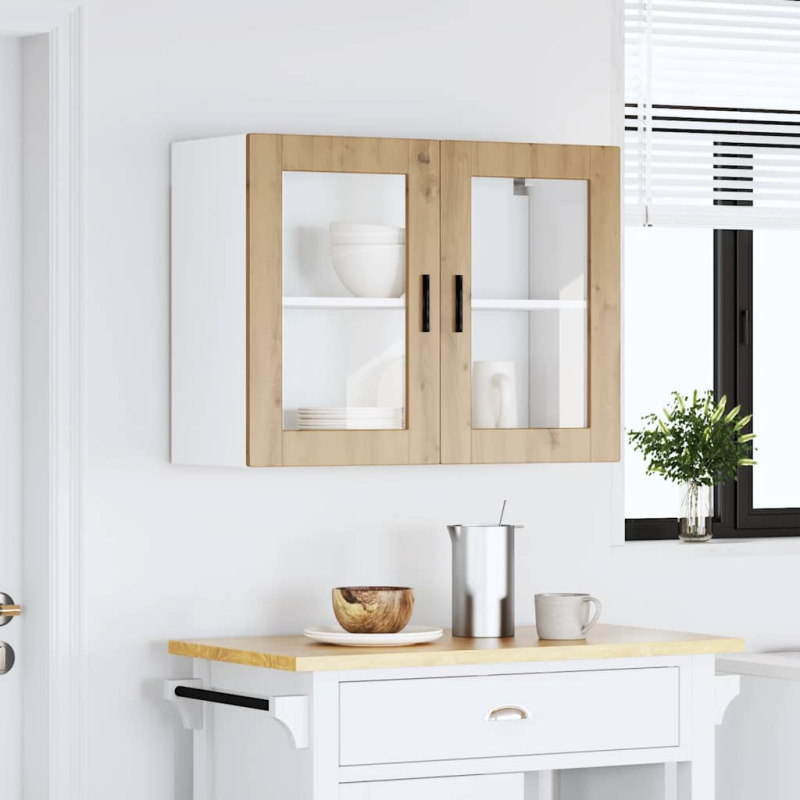 Küchen-Hängeschrank mit Glastür Porto Artisan-Eiche