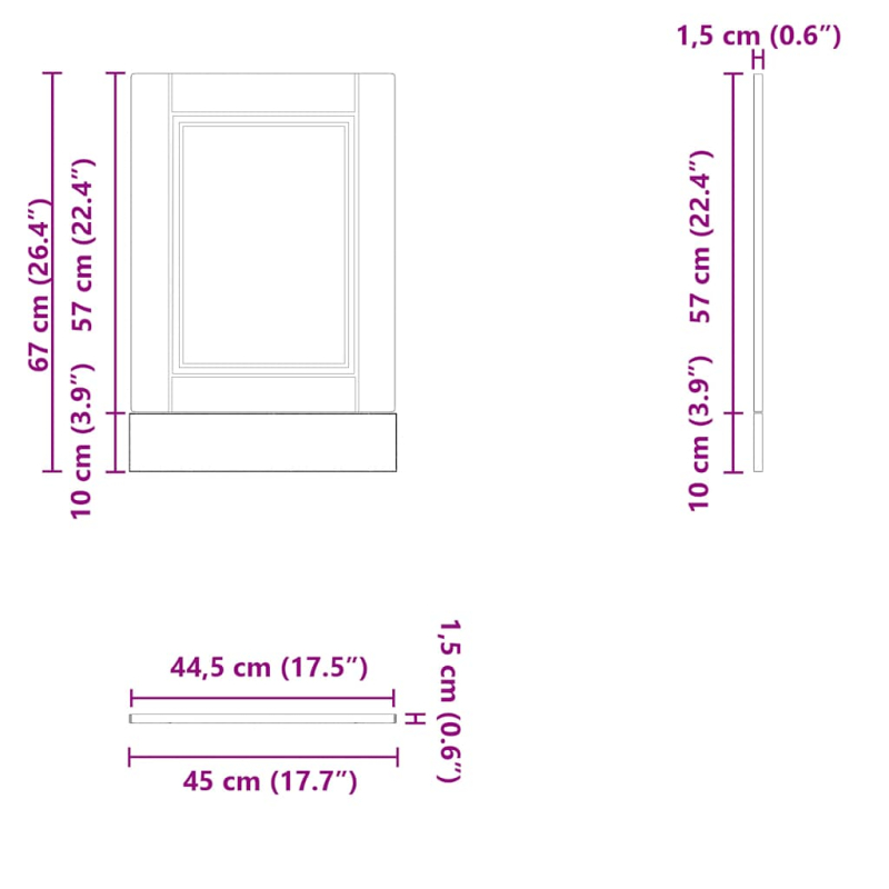 Geschirrspülerblende Porto Altholz-Optik 45x1,5x67 cm