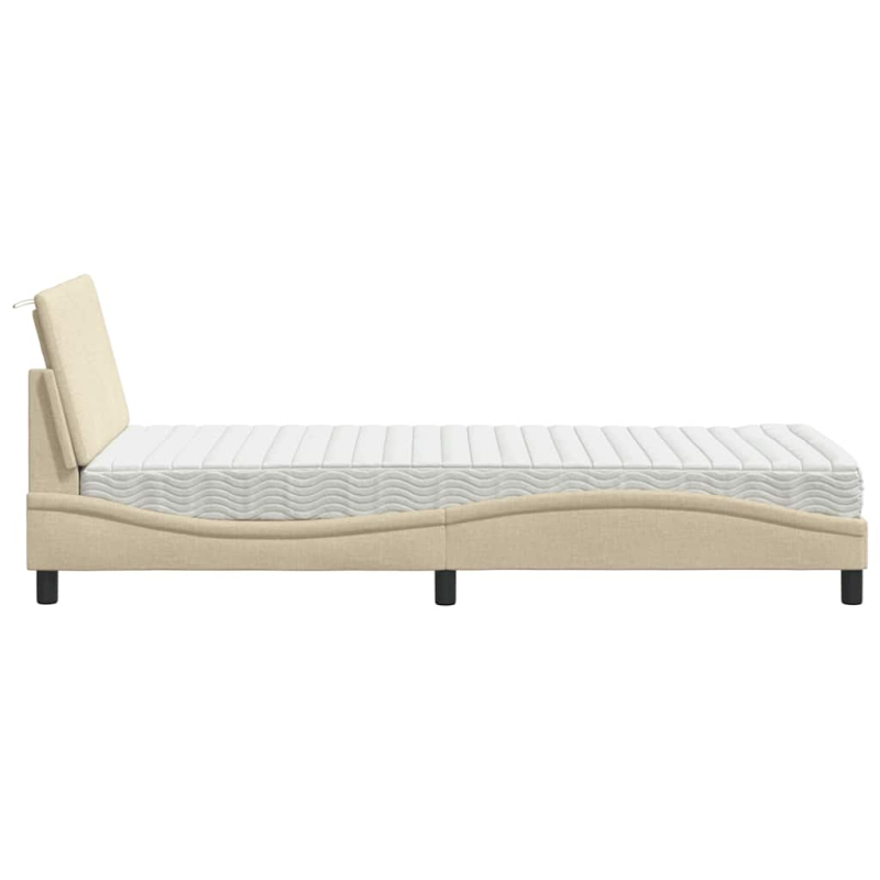 Bett mit Matratze Creme 80x200 cm Stoff