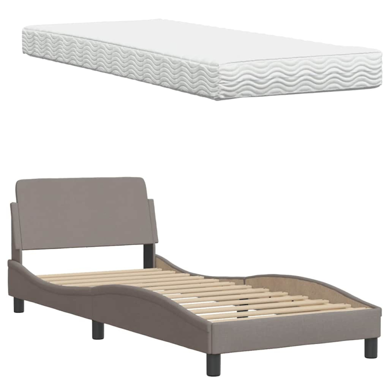 Bett mit Matratze Taupe 90x190 cm Stoff