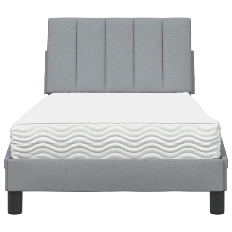 Bett mit Matratze Hellgrau 90x200 cm Stoff