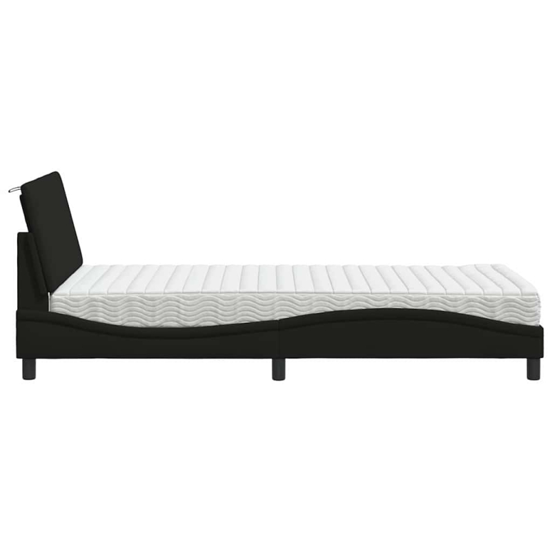 Bett mit Matratze Schwarz 100x200 cm Stoff