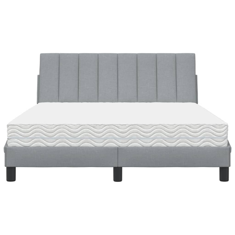Bett mit Matratze Hellgrau 120x200 cm Stoff