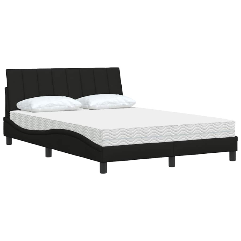 Bett mit Matratze Schwarz 120x200 cm Stoff