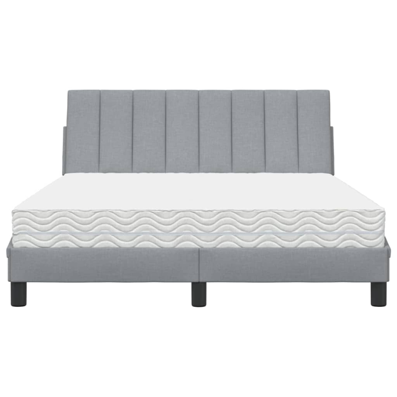 Bett mit Matratze Hellgrau 140x190 cm Stoff