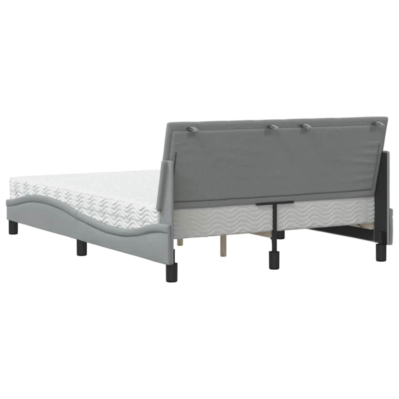Bett mit Matratze Hellgrau 140x190 cm Stoff