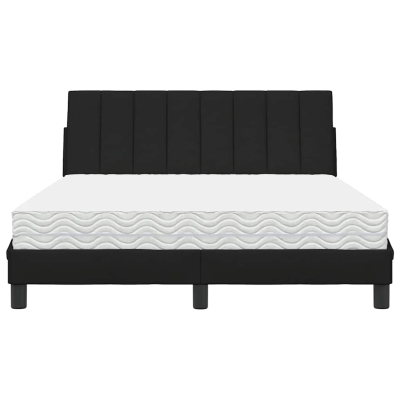 Bett mit Matratze Schwarz 140x190 cm Stoff