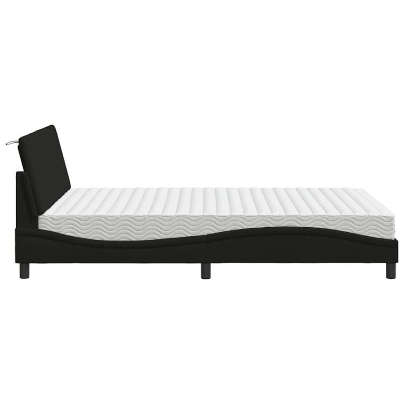 Bett mit Matratze Schwarz 140x190 cm Stoff