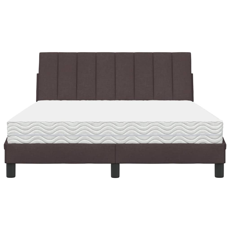 Bett mit Matratze Dunkelbraun 140x190 cm Stoff