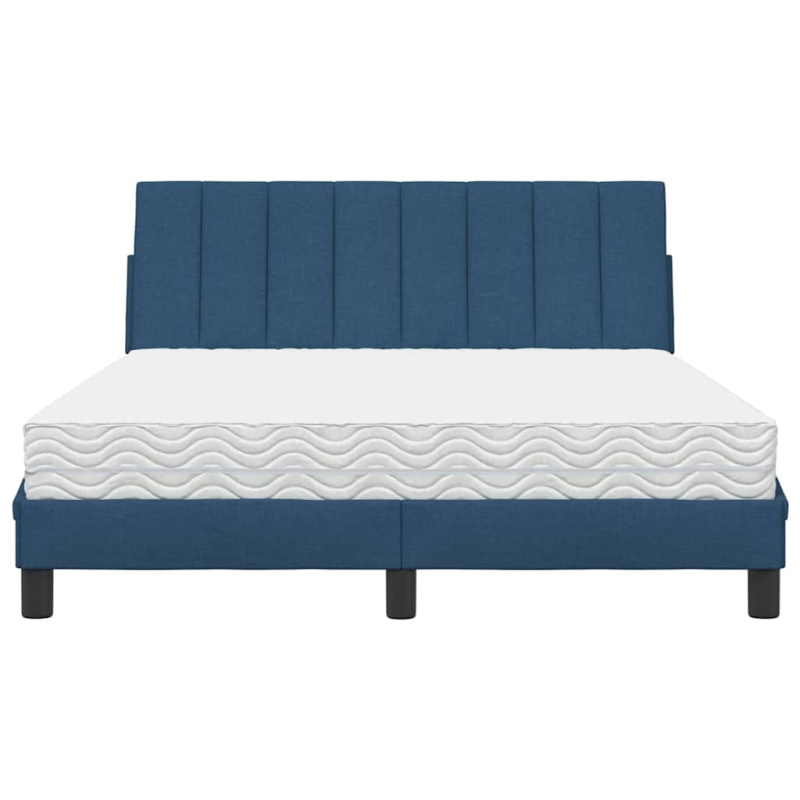 Bett mit Matratze Blau 140x190 cm Stoff