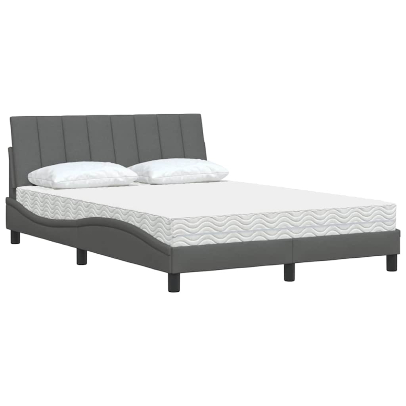 Bett mit Matratze Dunkelgrau 140x200 cm Stoff