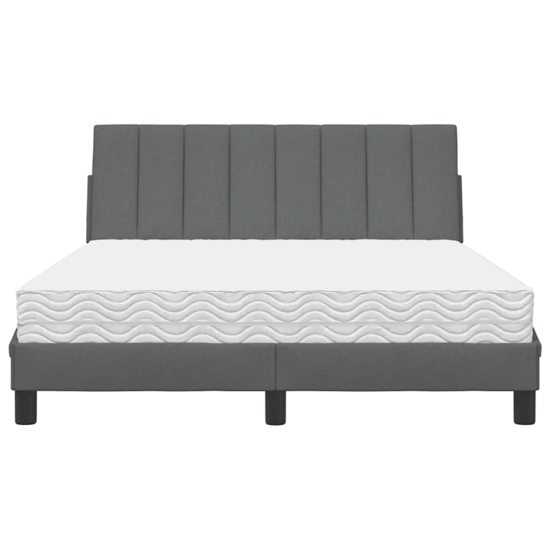 Bett mit Matratze Dunkelgrau 140x200 cm Stoff