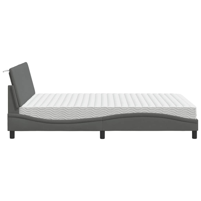 Bett mit Matratze Dunkelgrau 140x200 cm Stoff