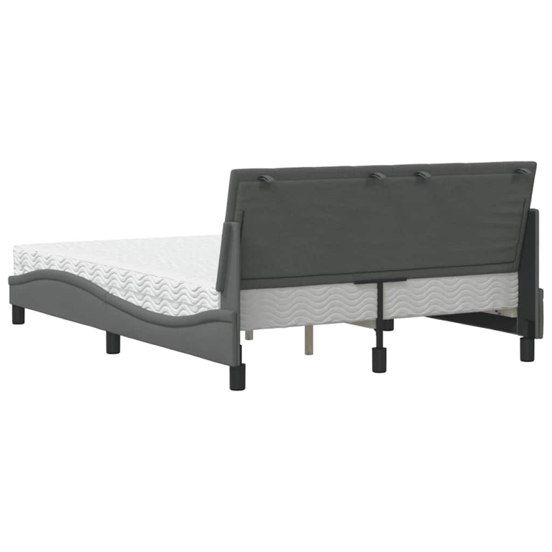 Bett mit Matratze Dunkelgrau 140x200 cm Stoff