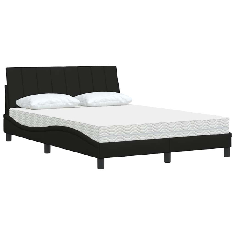 Bett mit Matratze Schwarz 140x200 cm Stoff