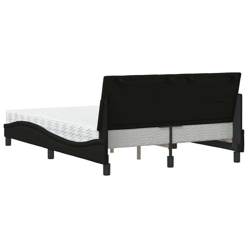 Bett mit Matratze Schwarz 140x200 cm Stoff
