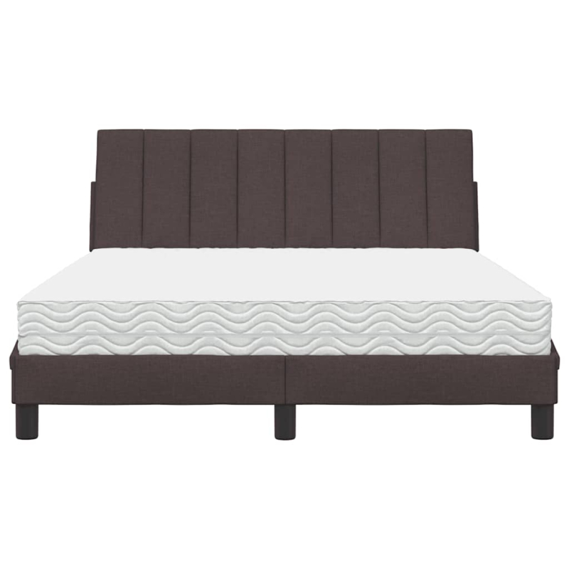 Bett mit Matratze Dunkelbraun 140x200 cm Stoff