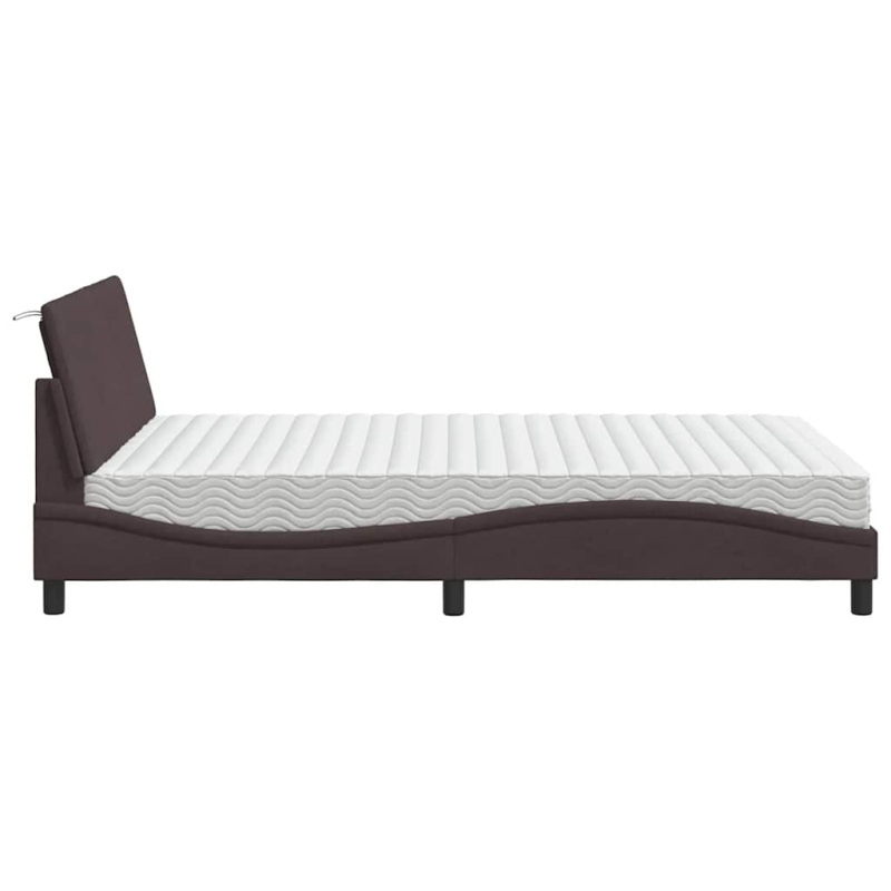 Bett mit Matratze Dunkelbraun 140x200 cm Stoff