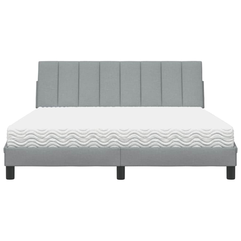Bett mit Matratze Hellgrau 160x200 cm Stoff