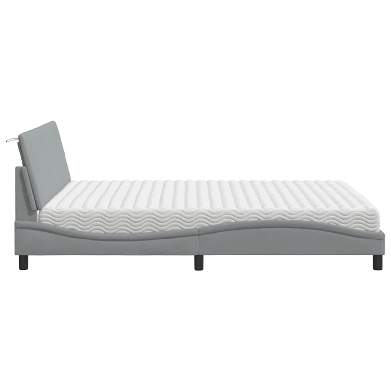 Bett mit Matratze Hellgrau 160x200 cm Stoff