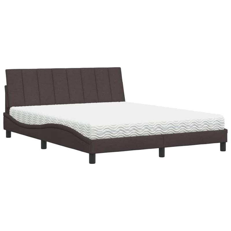 Bett mit Matratze Dunkelbraun 160x200 cm Stoff