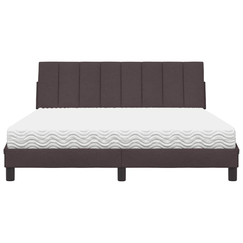 Bett mit Matratze Dunkelbraun 160x200 cm Stoff