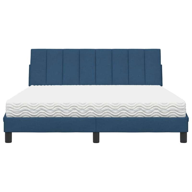 Bett mit Matratze Blau 160x200 cm Stoff