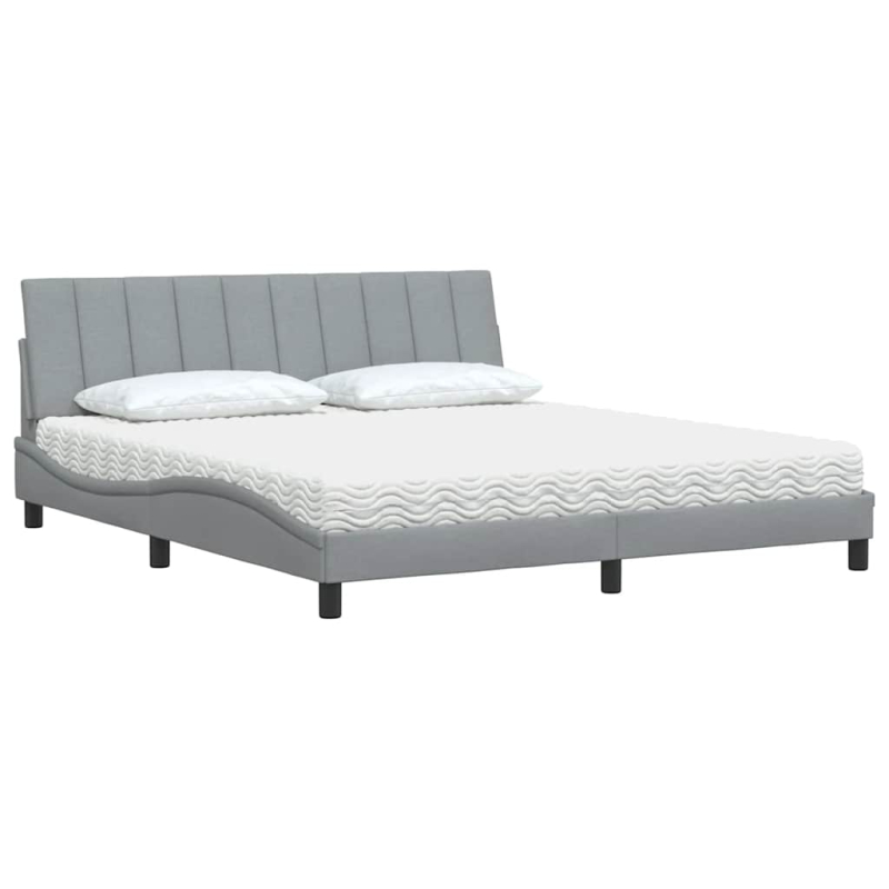 Bett mit Matratze Hellgrau 180x200 cm Stoff