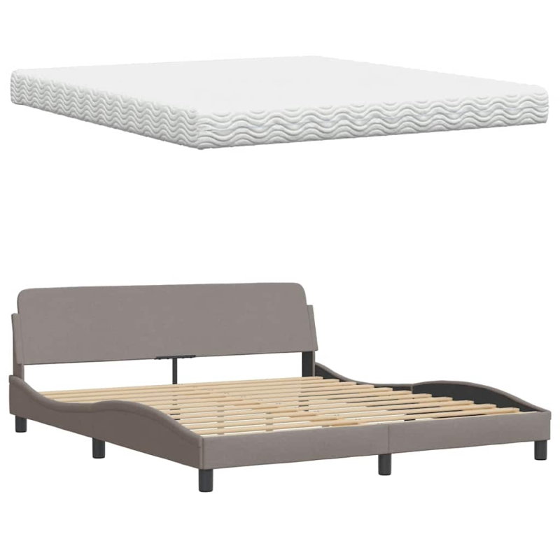 Bett mit Matratze Taupe 180x200 cm Stoff