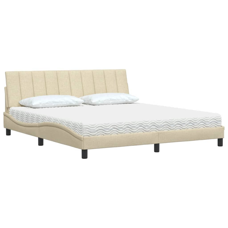 Bett mit Matratze Creme 180x200 cm Stoff
