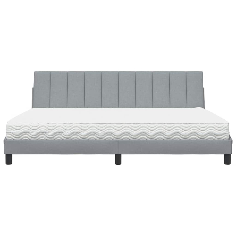 Bett mit Matratze Hellgrau 200x200 cm Stoff
