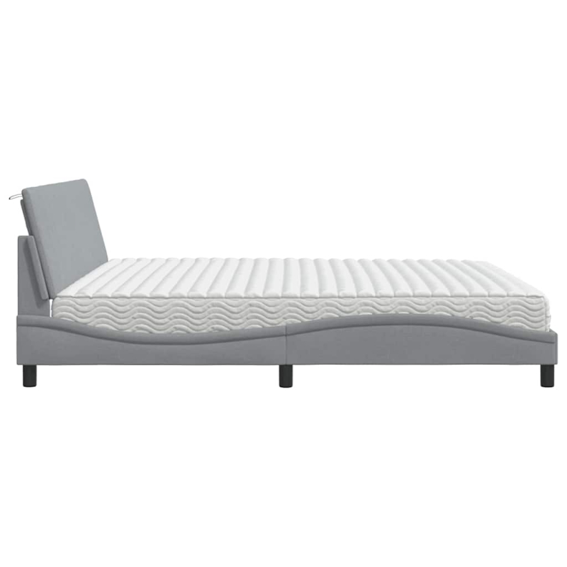 Bett mit Matratze Hellgrau 200x200 cm Stoff