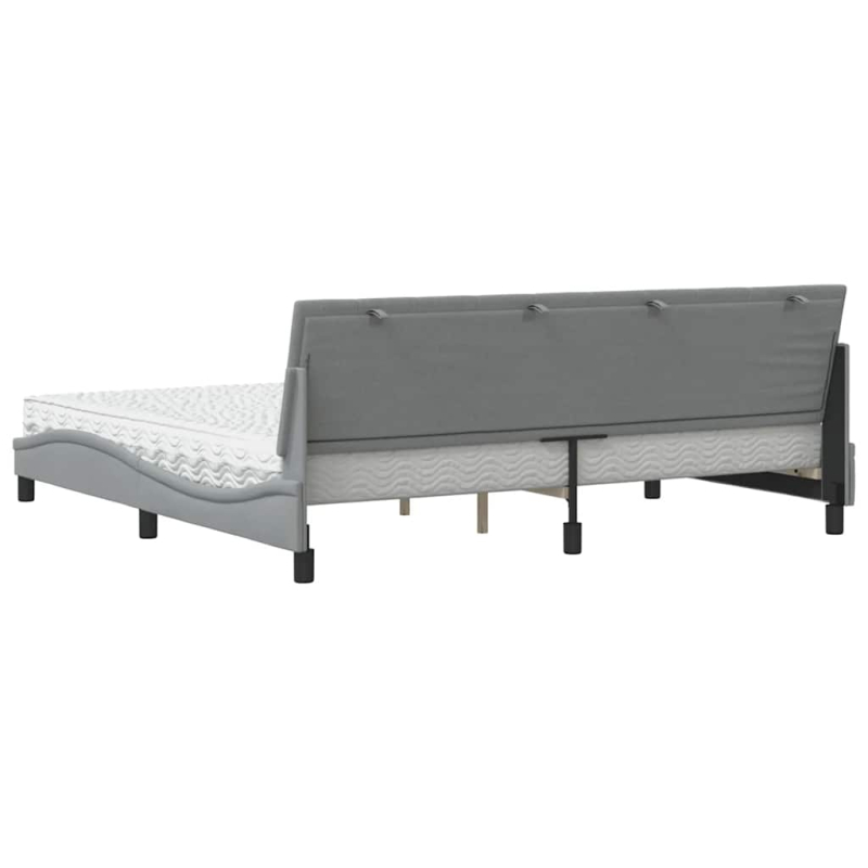 Bett mit Matratze Hellgrau 200x200 cm Stoff