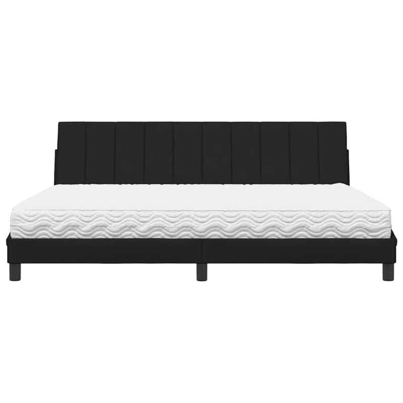 Bett mit Matratze Schwarz 200x200 cm Stoff