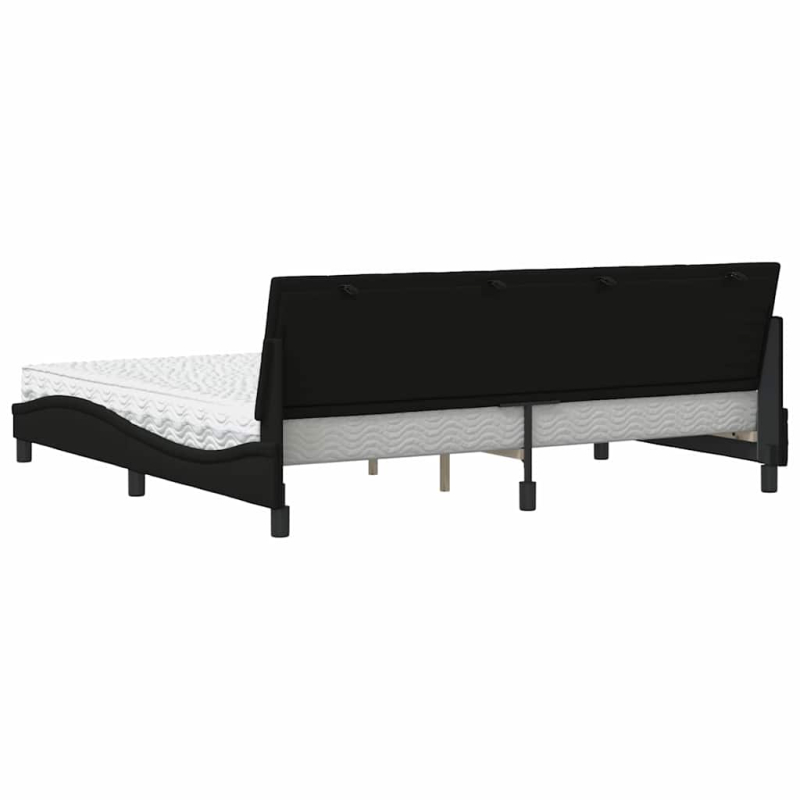 Bett mit Matratze Schwarz 200x200 cm Stoff