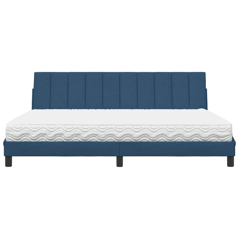 Bett mit Matratze Blau 200x200 cm Stoff