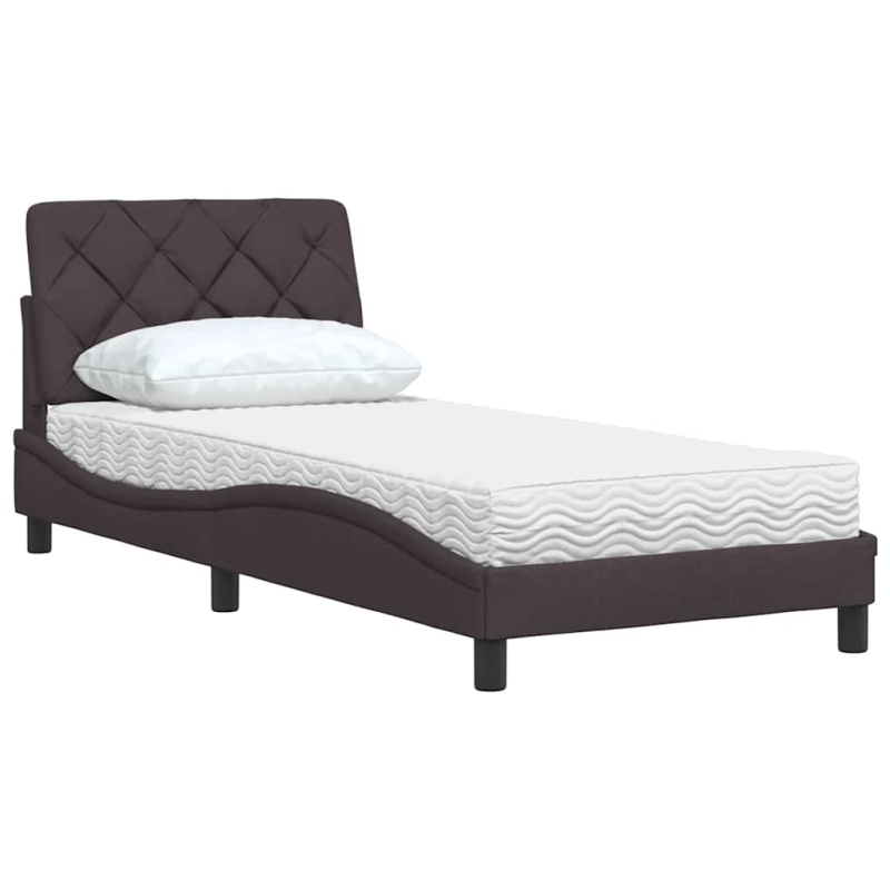 Bett mit Matratze Dunkelbraun 80x200 cm Stoff