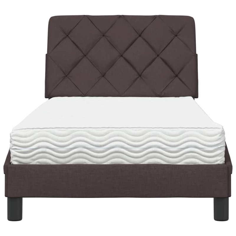 Bett mit Matratze Dunkelbraun 90x190 cm Stoff