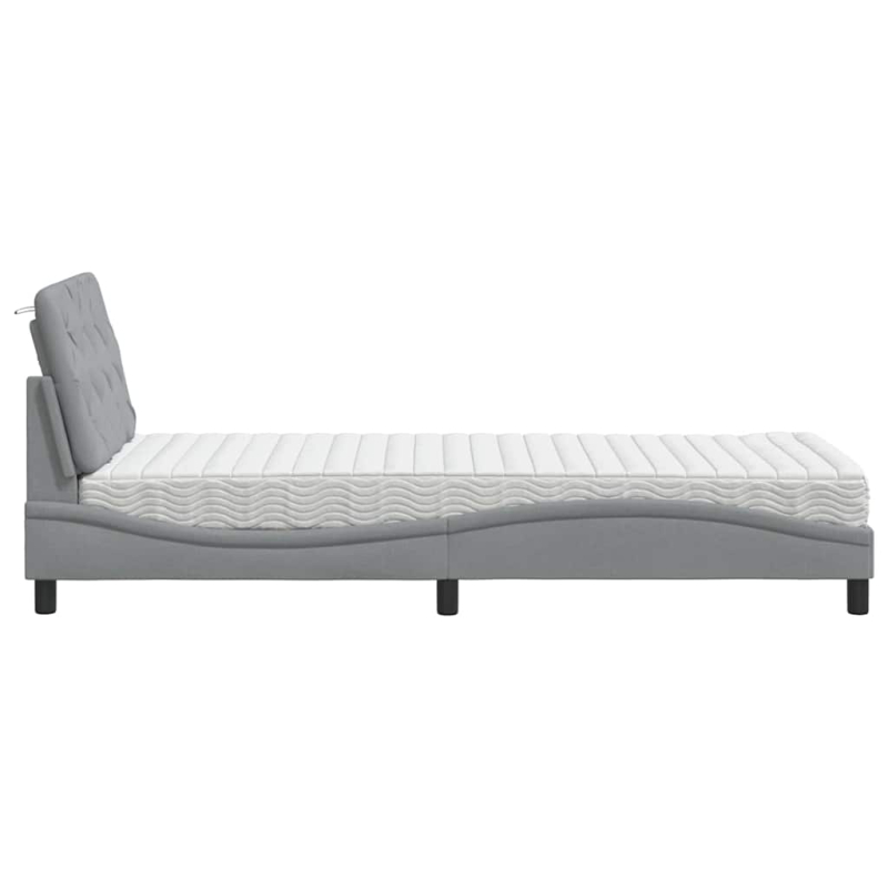 Bett mit Matratze Hellgrau 90x200 cm Stoff