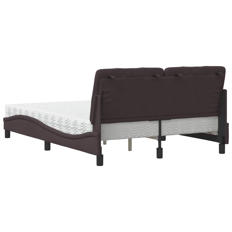 Bett mit Matratze Dunkelbraun 140x190 cm Stoff