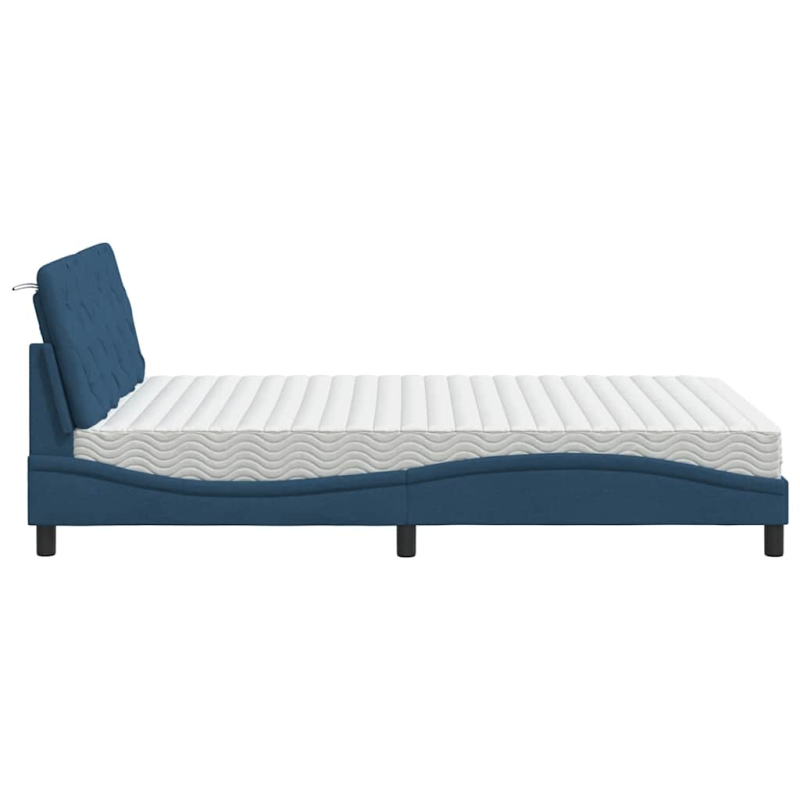 Bett mit Matratze Blau 140x190 cm Stoff