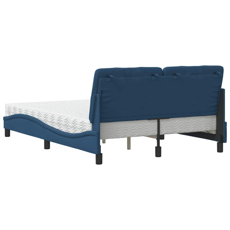 Bett mit Matratze Blau 140x190 cm Stoff