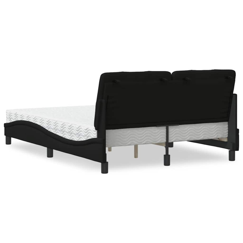 Bett mit Matratze Schwarz 140x200 cm Stoff
