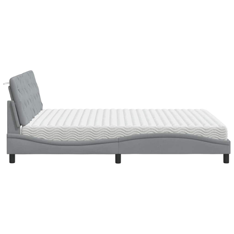 Bett mit Matratze Hellgrau 160x200 cm Stoff