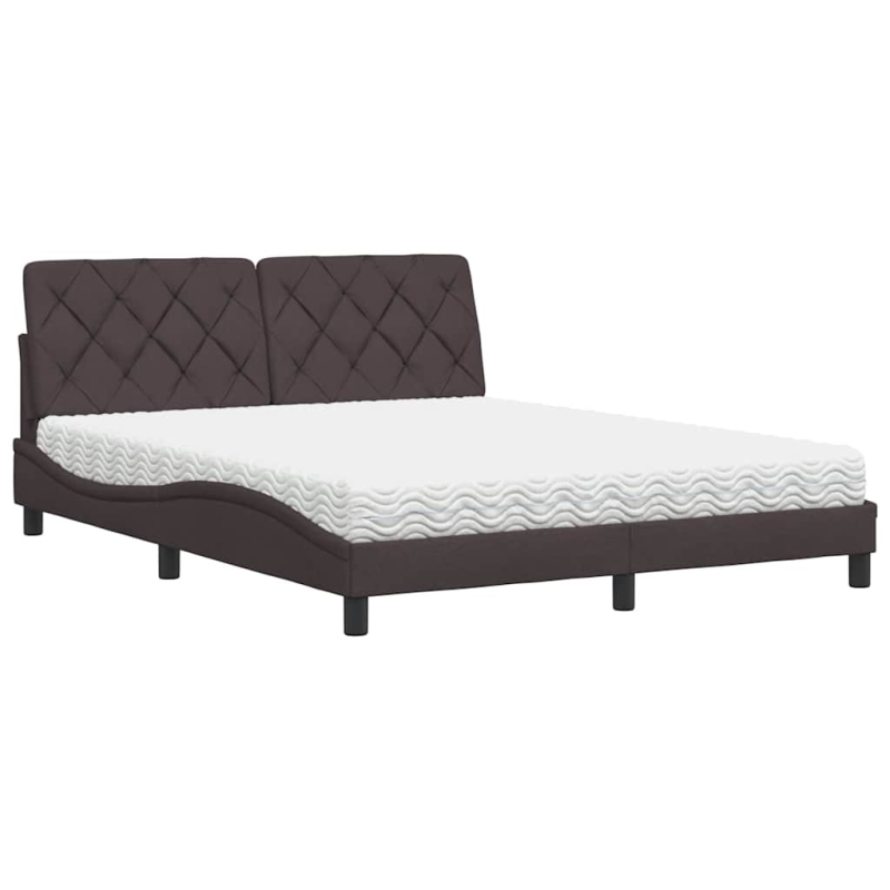 Bett mit Matratze Dunkelbraun 160x200 cm Stoff