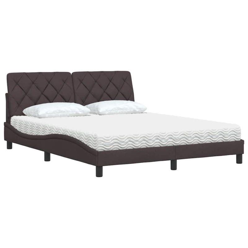 Bett mit Matratze Dunkelbraun 160x200 cm Stoff