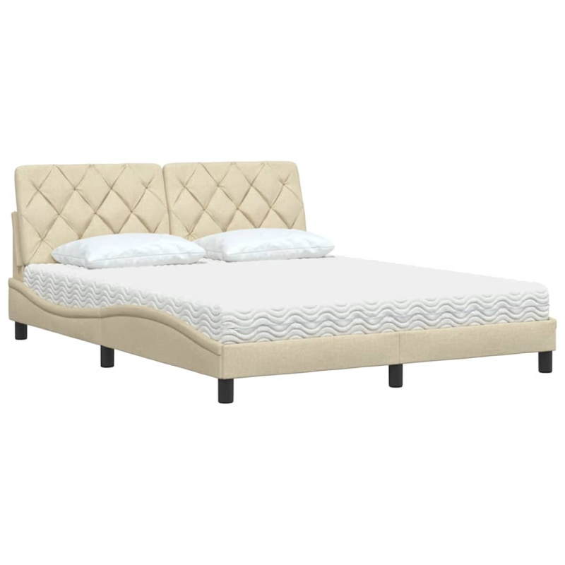Bett mit Matratze Creme 160x200 cm Stoff